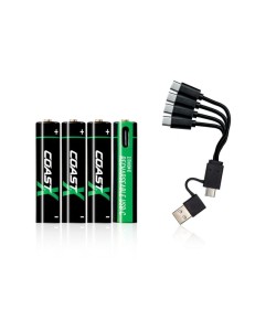 Akumulatorki Coast AAA 1,5V , 750mAh, USB-C 4 sztuki
