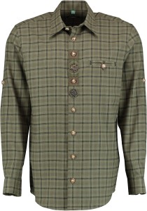 Koszula OS Trachten 420000 Olive Emblematy Regular Fit
