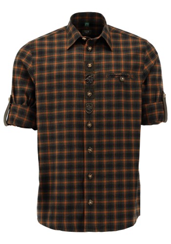 Koszula OS Trachten 420000 Olive Emblematy Regular Fit