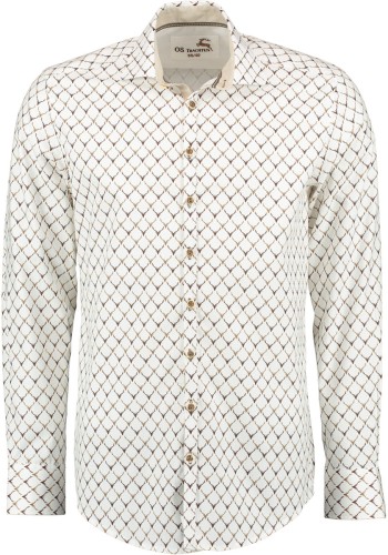 Koszula OS Trachten 420000-3971 Biała Poroże Slim Fit