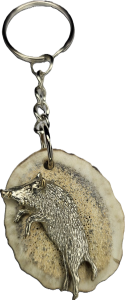 Brelok z poroża Hunting Accesory Dzik posrebrzany B013