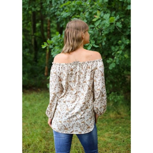 Damska bluzka hiszpanka Taurus Bird 107 beżowa