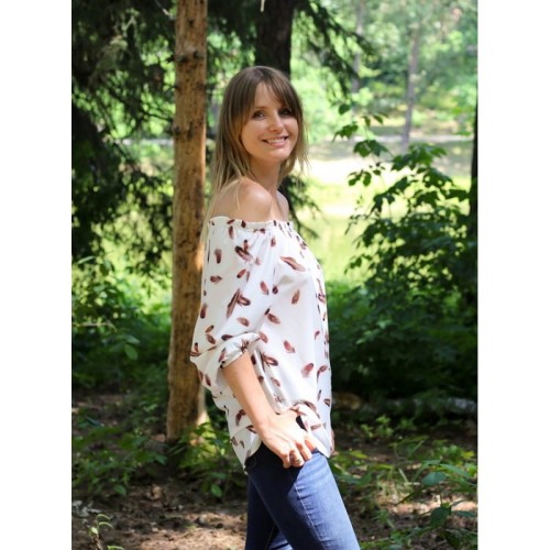 Damska bluzka hiszpanka Taurus White Bird 107 biała